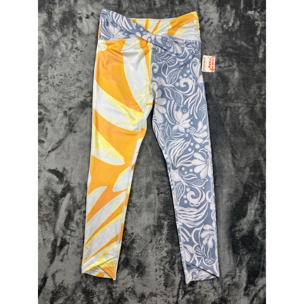NWT Free People Movement Women's S Floral Combo Leggings Orange Blue $98